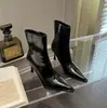 Botines de Tacón de Aguja Estilo Coreano para Mujer 2026 Moda Versátil Punta Fina Charol Retro Delgados Botines Negros con Forro de Terciopelo