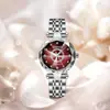 Relógio de Luxo Leve Coração do Oceano Douyin Mostrador de Diamante Vidro Multifacetado Brilhante Pulseira de Aço Sólido Relógio Feminino à Prova d'Água