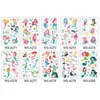 Adesivos de tatuagem de sereia à prova d'água e suor para além das fronteiras, adesivos de desenho animado infantil com tema de festa dos sonhos e princesa, conjunto