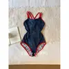 Traje de baño de una pieza estilo francés, estampado, para adelgazar, de competición, sin copas, de una sola capa, reversible para mujer