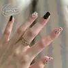 Uñas Postizas Pre-Hechas Hechas a Mano Rosa Nude Perla Moño 3D Terapia de Luz Super Iluminadoras para Uñas Cortas
