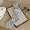 Meias de algodão e linho grossas estilo japonês para primavera e verão, meias de cano médio de malha respirável casuais da moda, meias femininas sem costura torcidas
