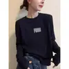 Camiseta de Algodón Puro Canalé de Manga Larga con Hombro Normal para Mujer, Estilo Nuevo 2026, Top de Moda y Juvenil, Camiseta Básica para Primavera, Otoño e Invierno