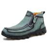 Sapatos Casuais Masculinos de Couro Outono e Inverno 2026 Transfronteiriços, Sapatos Masculinos de Cano Alto Verdes para Exterior, Sapatos Masculinos Quentes Forrados com Lã Tamanho Grande