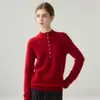 Suéter de cashmere de alta qualidade com gola semimang alta para mulheres, elegante e versátil, peça básica para outono e inverno, top de tricô macio e aconchegante