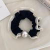Anillo para el cabello de oreja de madera de malla de intestino grueso, cuerda para la cabeza con perlas, nuevo estilo coreano, cuerda para el cabello para mujer, cuerda para el cabello de alta elasticidad