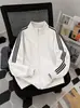 Chaqueta Clásica de Forro Polar con Tres Rayas para Otoño e Invierno, Cuello Alto, Sudadera Deportiva Casual, Mismo Estilo para Jóvenes Hombres y Mujeres, Cierre de Cremallera, Cárdigan, Moderno