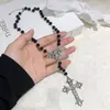 Collar de Murciélago Gótico Oscuro con un Genial Diseño de Cruz, Cadena de Suéter de Alta Gama, Cadena para Clavícula Única y Versátil para Mujeres