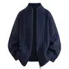 Nuevo Cárdigan de Punto Trenzado con Cuello Alto para Hombre Otoño/Invierno 2026 Suelto Casual Juvenil Abrigo Suéter con Cremallera