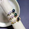 Anillos de ópalo negro natural de colores están llenos de color fuego piedra principal 5 * 7 mm plata de ley 925 incrustación de precisión