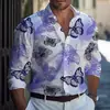 Atacado transfronteiriço de camisas masculinas de manga comprida vintage com estampas de borboletas, oferecendo um visual de alta qualidade e qualidade resistente a amassados, diretamente da fábrica de origem