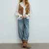 En Stock Mayorista del Fabricante Nuevo Color Sólido Tencel con Volantes Cuello en V Encaje Elegante Relajado Camisa de Manga Larga para Mujer