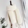 1.8 Cachecol extra longo de pele sintética de raposa dupla face, aquecedor de pescoço fofo, estilo coreano, cor sólida, estilo estudante, gola falsa, quente feminino de inverno