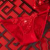 Ano do Cavalo Roupa Íntima Vermelha Cheia de Bênçãos, Renda Semitransparente Alças Finas Costuradas com Tela, Cuecas Sexy de Cintura Baixa para Mulheres Atacado