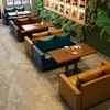 Sofá de Booth de Bar Estilo Americano Retrô, Taverna, Restaurante Ocidental, Loja de Sobremesas e Chá com Leite, Conjunto de Mesa e Cadeiras para Cafeteria