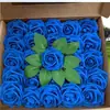 25 rosas caixa de presente estilo europeu rosas de espuma pe com haste mais suporte flores artificiais de simulação buquê de Dia dos Namorados