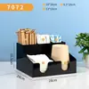 Portavasos de Papel Acrílico Caja de Almacenamiento para Tapas y Popotes Tienda de Café y Té con Leche Bar Estante de Almacenamiento para Suministros Desechables Comercial