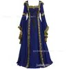 Ropa de Escenario Medieval Europea y Americana Transfronteriza, Vestido Retro con Capucha y Cordones con Mangas de Campana, Disponible en Stock de Una Pieza