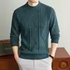Suéter de Punto Trenzado con Cuello Redondo para Hombre, Cálido, Estilo Old Money, Ropa para Hombre, Lujo Ligero, Gama Alta, Color Sólido, Transpirable, Top Casual