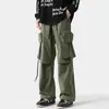 Novedad Otoño Estilo Callejero Americano Pantalones Cargo Geniales para Hombre Tallas Grandes Multibolsillos Cinta Pierna Ancha Pantalones Largos Se Pueden Doblar Pierna Recta Uso Bidireccional