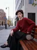 Suéter de Cashmere Espesso Escovado 260g Suéter Jaqueta de Lã de Cashmere Gola V Estilo Preguiçoso Pulôver Camisa de Base para Mulheres