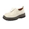 Zapatos pequeños de cuero con suela gruesa y tacón medio grueso de estilo coreano, con cordones y punta redonda, de piel de vaca, para primavera 2023, para mujer