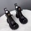 Botas Martin de suela gruesa, que aumentan la altura, estilo británico para mujer, nueva colección de invierno 2026, forradas de polar y engrosadas para abrigar, botas de plataforma de algodón impermeables