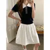 3ª Mañana Otoño Nueva Llegada Mezcla de Tencel Color de Contraste Cuello Polo Manga Corta Camisa de Punto ZY4335