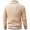 Cárdigan de punto con cuello alto para hombre, cierre de cremallera, suéter grueso de punto trenzado para otoño/invierno con ribete de contraste, disponible en stock