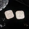 Pendientes Rombo Geométrico de Diamante Incrustado de Aguja de Plata Pendientes Elegantes Simples Retro Franceses Lujo Accesible Pendientes de Gama Alta para Mujeres