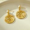 Aretes de círculo de acero de titanio de alto sentido de lujo ligero con perlas, tendencia retro europea y americana, aretes exagerados de acero inoxidable