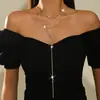 Europa e os Estados Unidos cross-border cadeia de moda do corpo sexy multi-camada acessórios praia simples jóias peito cadeia pescoço cadeia strass quente