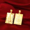 Colgante Guan Gong Marca Wushi con Patrón de Dragón y Fénix Chapado en Oro Seguro Oro Ardiente Guanyin Marca Cuadrada Palabra de Bendición Collar Buda Maitreya para Mujer