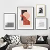 Pintura Decorativa Combinación de Pared para Sala de Estar Figura Abstracta Blanco y Negro Arte Mural Pintura Moderna Simple Personalidad Creativa Pintura Colgante