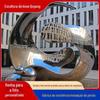 Escultura de paisagem esférica de aço inoxidável quadrado ao ar livre, ornamentos de bola de espelho de metal em forma especial de aço inoxidável abstrato