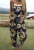 Macacão Casual Feminino de Verão Floral com Alça de Botão Estampado Digital 3D Europeu e Americano Amazon Transfronteiriço