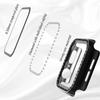 Adecuado para Caja de Reloj Apple S12 Incrustada con Diamantes, Caja de Reloj iWatch de PC con Fila Única Incrustada con Diamantes, Caja Protectora Integrada de PC + Película Templada