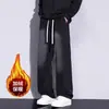 Jeans de invierno para hombre, forrados de polar y engrosados, pantalones casuales estilo americano, versátiles de pierna ancha, holgados, rectos, venta al por mayor para hombre