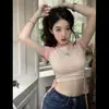 Gloria de la MañanaAlgodón Imitación CanaléCamiseta de Baile Estilo Hip-Hop Chica Popular Cordón Corto Ajustado Delgado Top de Jazz para Baile de Jazz