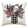 Festival dos Fantasmas caveira rosa flor impressão de letras almofada fabricantes ponto atacado capa de almofada de Halloween