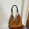Estilo Coreano Casual Retrô Novo 2026 Moda Capacidade Cor Sólida Para o Trabalho Contas Ombro Único Transversal Bolsa Tote Feminina