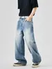 Casa de Maple Masculino / Primavera 2026 High Street Tendência Rasgado Solto Perna Larga Reto Jeans Casual Versátil