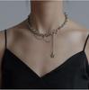 L170 Collar Simple de Doble Capa con Tachuelas Estrelladas para Mujer, Estilo Ins de Verano, Cadena Versátil para Clavícula, Acero Inoxidable Plateado