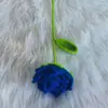 Ramo Tejido de Rosa Puntiaguda Terminado DIY Hecho a Mano Flor Artificial Flor Eterna Crochetada Hilo Ramo Tejido Hecho a Mano