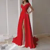 Vestido Falda Larga Blanco Color Sólido Elegante de Oficina Nueva Foto Oficial Primavera Verano 2025 Cuello en V con Volantes Cintura Media