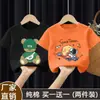 Camiseta de Verano de Algodón Puro Estilo Coreano de Moda para Niños de Manga Corta, Estampado de Bebé Niño, Nuevo Modelo 2026 Ropa de Verano para Niños