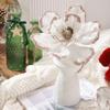 Nueva flor navideña de 25 cm transfronteriza, color blanco vino tinto con purpurina, simulación de alta gama, hecha a mano, decoraciones navideñas