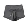 Chica Atractiva 2024 Verano Ajustados Cadera Envuelta Pantalones Cortos Calientes Mujer Básicos Color Sólido Elástico Ajustados Cordones Cintura Baja Pantalones Cortos Deportivos