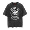 Camiseta de manga corta para hombre de la Costa Oeste con estampado de kung fu, boxeo, holgado, desgastado y estilo batik vintage de verano