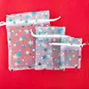 Nueva Bolsa de Regalo de Organza Navideña con Estampado de Copo de Nieve, Ciervo y Estrella, Bolsa de Regalo de Organza para Dulces